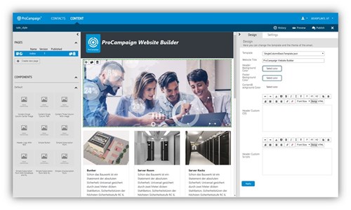 ProCampaign Site Editor zur Erstellung responsiver Landing Pages