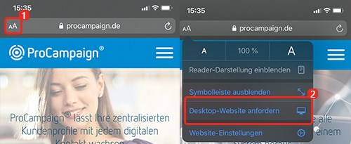 Safari (iOS) Desktop-Ansicht einstellen