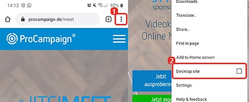 Google Chrome Desktop-Ansicht einstellen