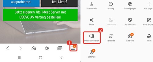 Samsung Browser Desktop-Ansicht einstellen